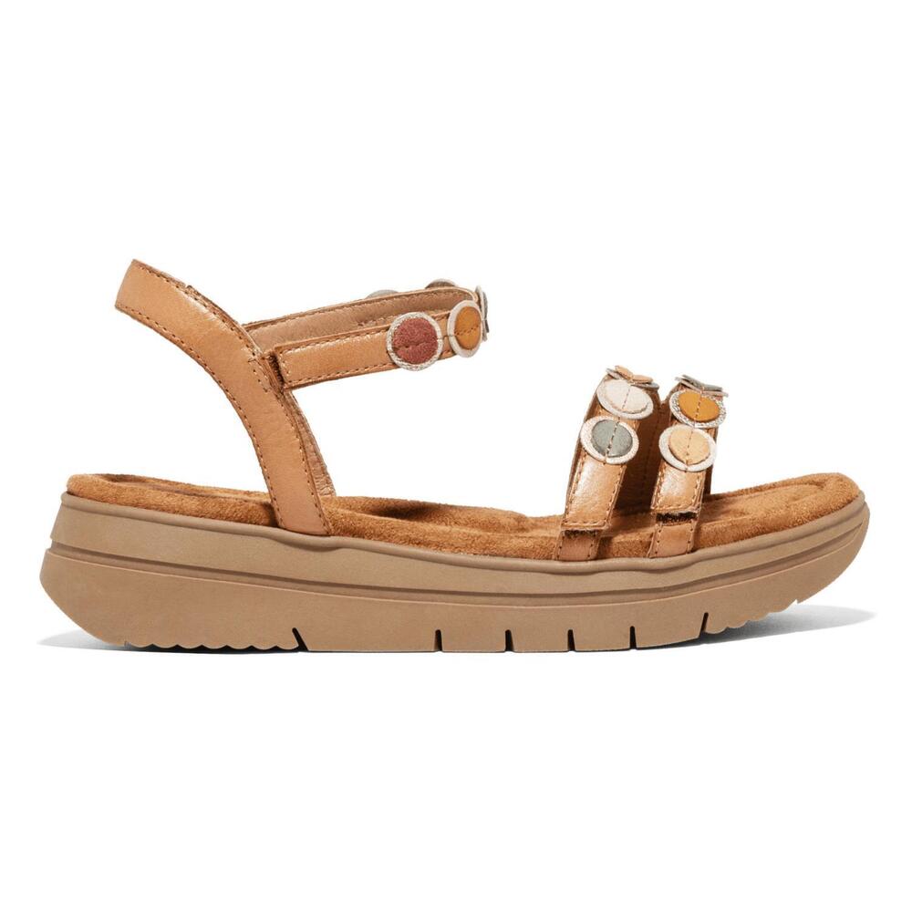 NEW SALVIA women's anaya leather sandals in tan multi